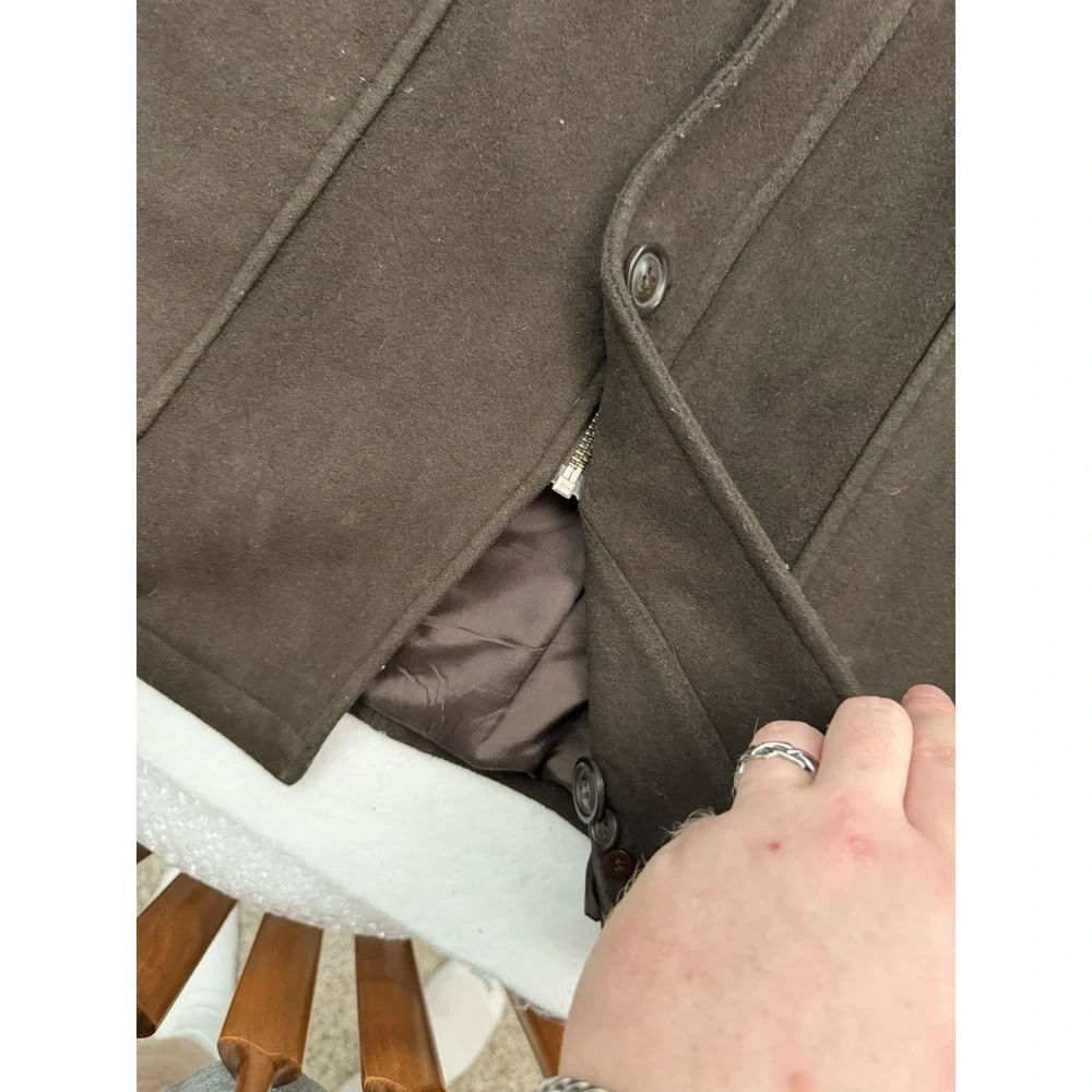 Cole Haan Wool Blend Car Chore Coat‎ Men's XL Brown Full Zip AMAZING CONDITION